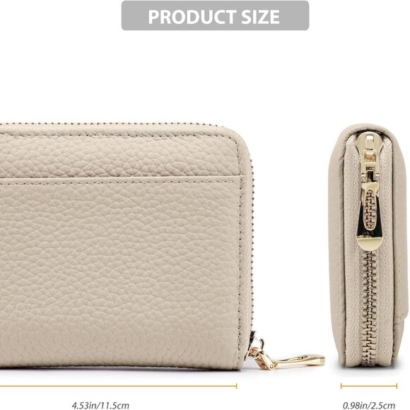 Travel Wallet for Women Leather RFID Blocking Coins Card Slots Compact Gray - Picture 5 of 6